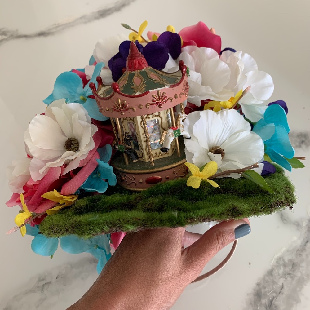 Horse Carousel & Flower Custom Fascinator / Hat